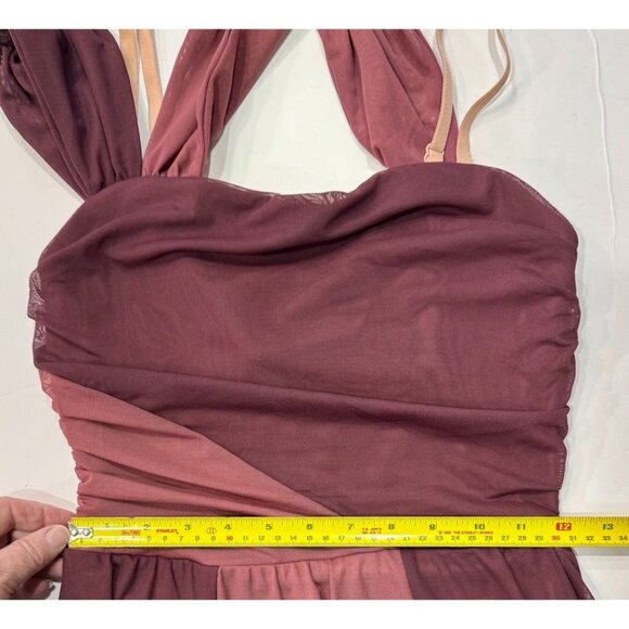 Balera Two-Tone Dance Dress Costume Burgundy Pink Multiway Straps Ballet Lyrical - Picture 15 of 15